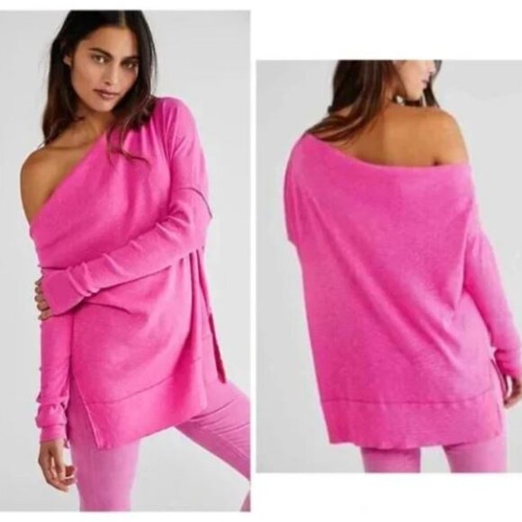 We The Free People Get Together Long Sleeve Slouchy Blouse Pink Large - Picture 1 of 8